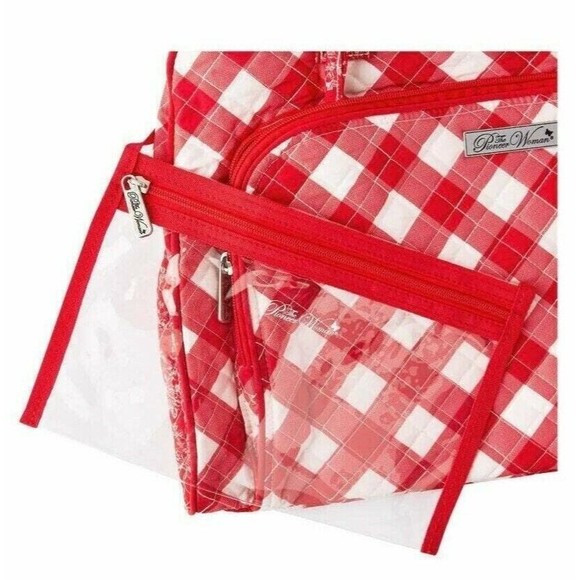 Pioneer Woman Quilted Weekender Travel Bag Red Gingham Charming Check Plaid New - Picture 9 of 13